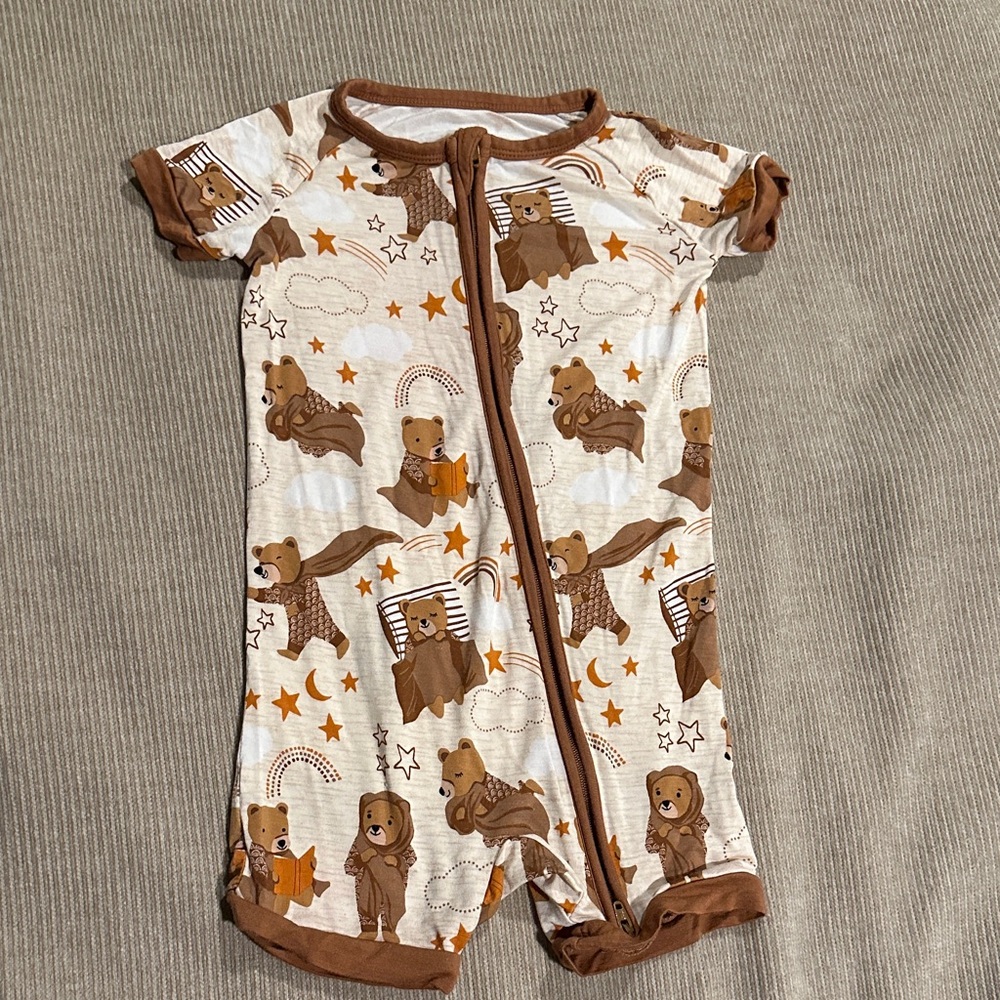 Little Sleepies Bear Adventure Bodysuit - Brown and Cream